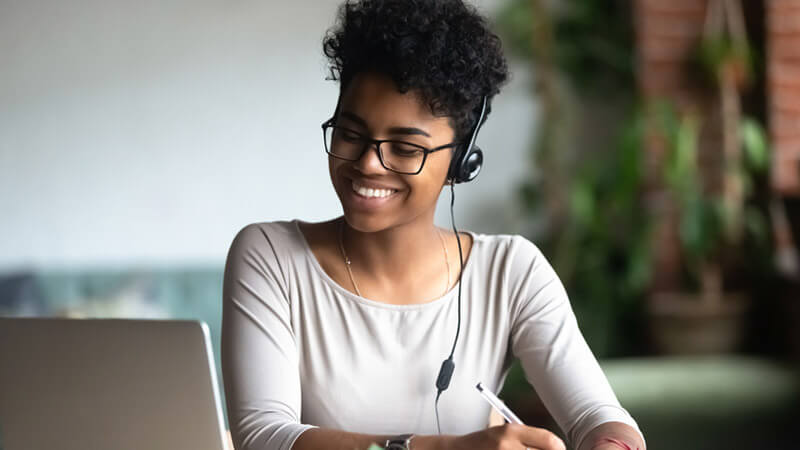 woman working at a laptop